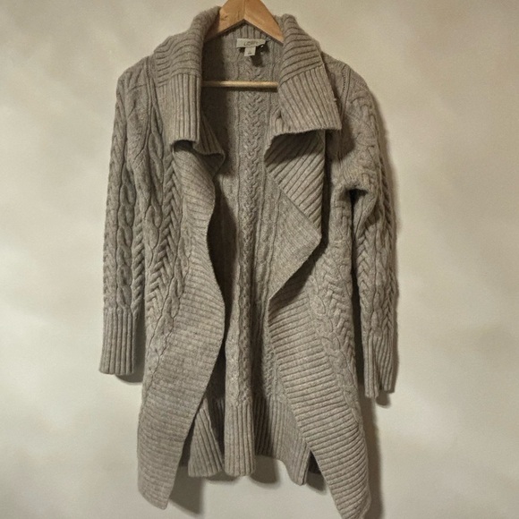 Ann Taylor Loft- Oatmeal Open knit cardigan - Picture 2 of 6